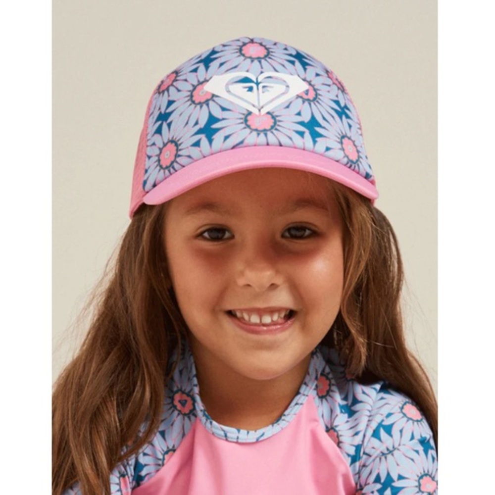Roxy Sweet Emotions Crystal Teal Sol Flower pink blue mesh trucker baseball cap